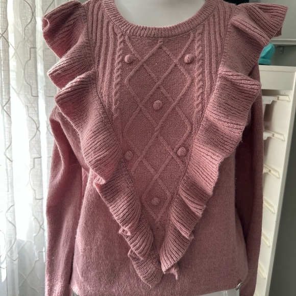 Adrienne Vittadini Pink Crew Neck Sweater with Ruffle Detail - Picture 7 of 10